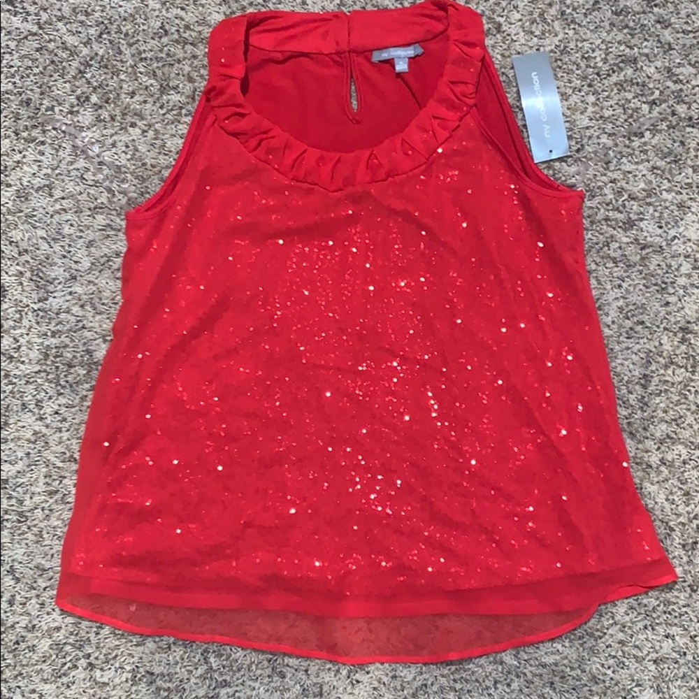 XL red sparkly sleeveless shirt